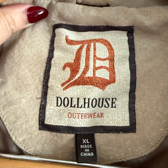Y2K Vintage DOLLHOUSE | Tan Suede Leather Moto Style Jacket | Extra Large - Picture 4 of 9